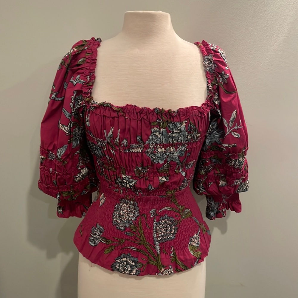 Love the Label Puff Sleeve Cotton Poplin Blouse
